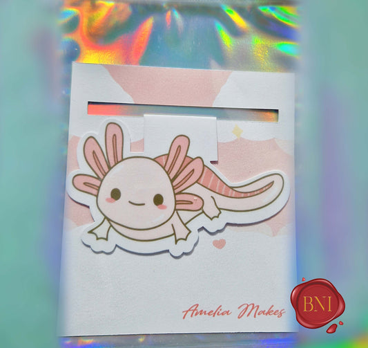 Magnetic bookmark - Pink axolotl