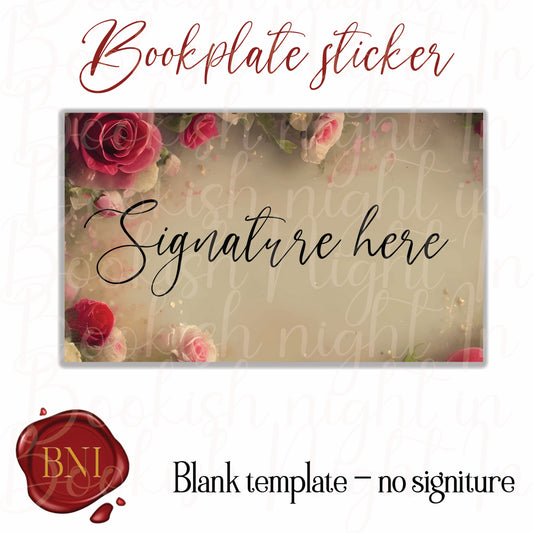 Pre-made bookplate - Roses, pinks and cream