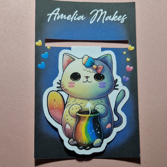 Magnetic bookmark - Dark rainbow kitty