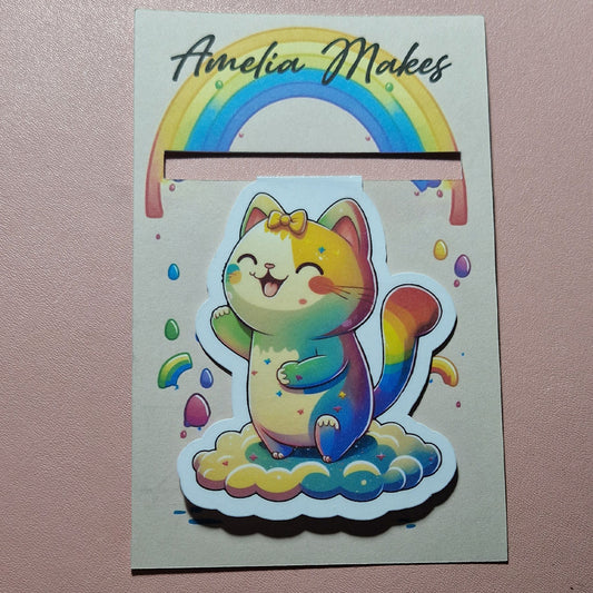Magnetic bookmark - Cute rainbow cat