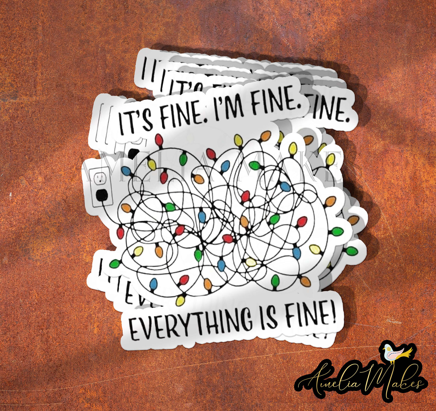 Sticker - Christmas - It's fine, I'm fine