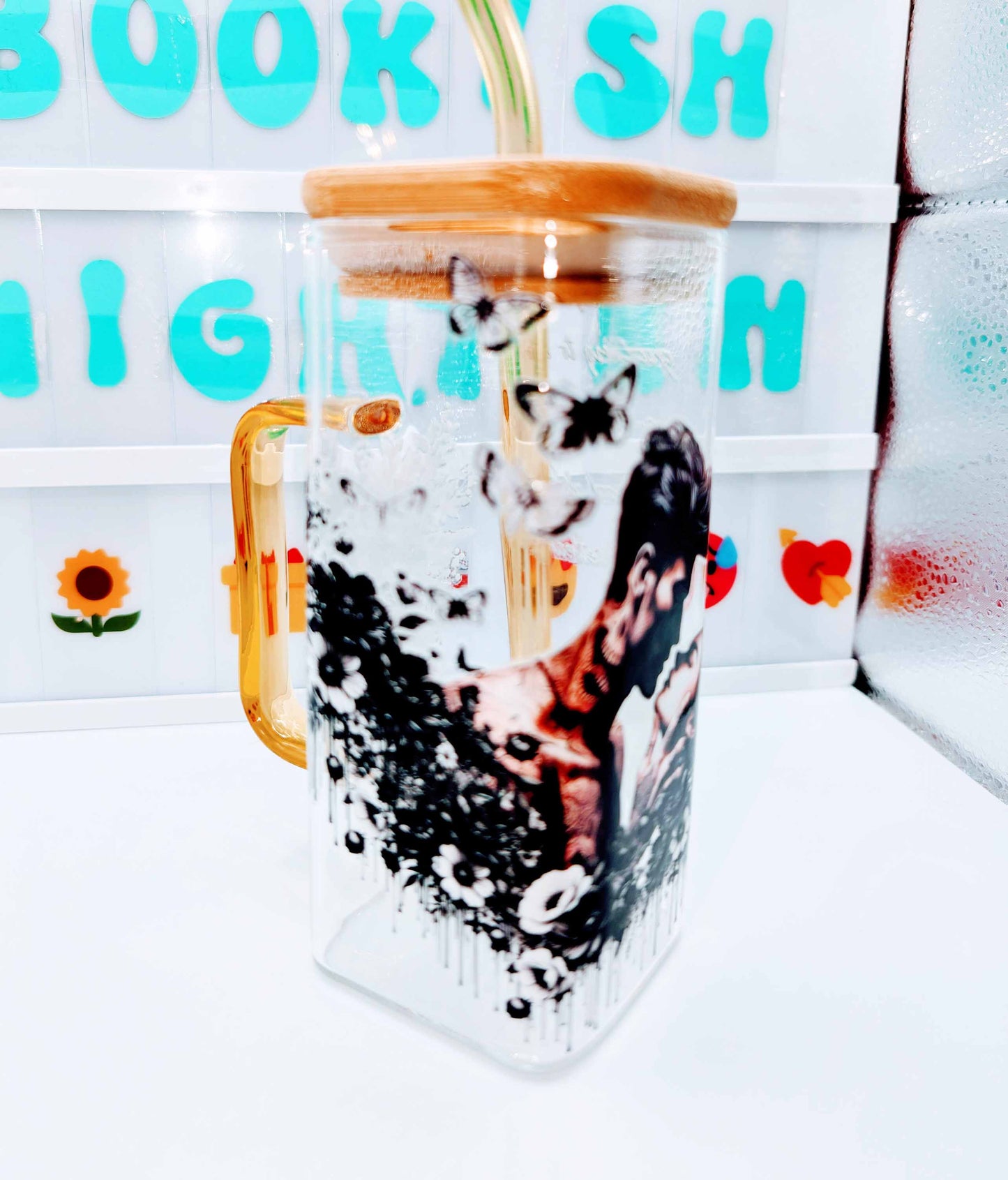 Glass cup - Good girl - Yellow handle